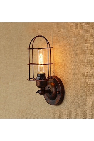 Riolight Bakır Eskitme Retro1,vintage1,rustik1 1xe27 Duylu Tekli Metal Kafes Duvar Aplik Eskitme