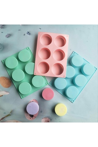 Kek Kalıbı Gıda Sınıfı Kolay Çıkarma Yeniden Kullanılabilir 6 Boşluklu Sütun Dondurma Jöle Puding Sabun Kalıbı Mutfak Aletleriyeşil Çok Renkli