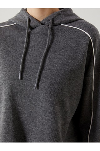 Lcw Modest Gri Kapüşonlu Oversize Kadın Sweatshirt Tunik