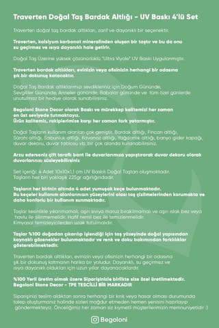 Doğal Taş Bardak Altlığı 4'lü Set 10x10x1 Cm Yapay Zeka Desenleri -stone Coasters Çok Renkli