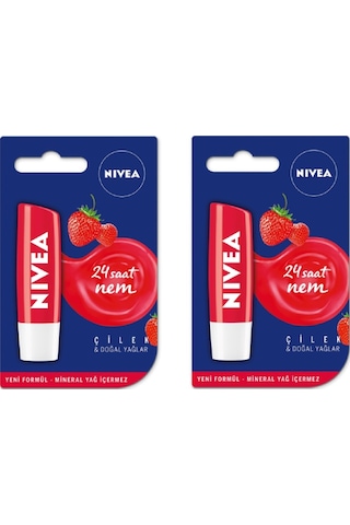 Nivea Çilek Dudak Bakım Kremi 4.8 G x 2 Nivea Çilek Dudak Bakım Kremi 4.8 G x 2