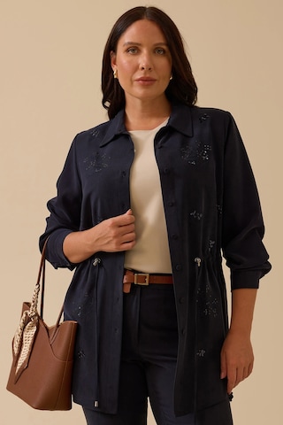 Galaxi Kadın Büyük Beden Pul İşlemeli Bağcıklı Kap 4002 Lacivert Lacivert