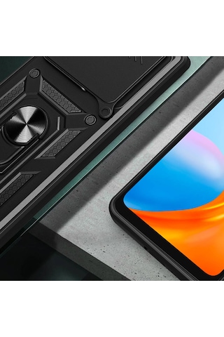 Kilifone - Redmi 13 4g Uyumlu - Kılıf Stand Olan Kamera Korumalı Sürgülü Vega Kapak - Mavi