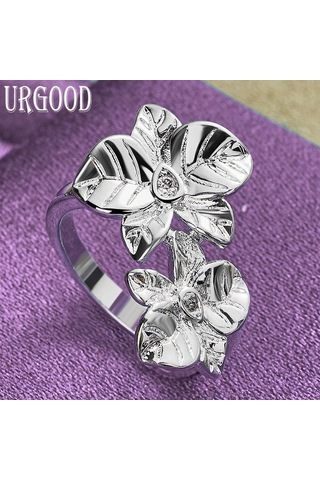 925 Ayar Gümüş Moda Çiçek Yüzük Güzel Hediye Takı 8