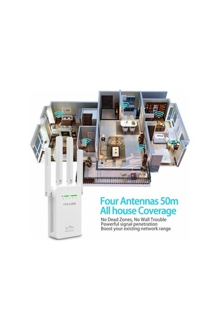 Novahub 300mbps Kablosuz Ağ Genişletici - 4 Antenli Wifi Sinyal Yükseltici, Ofis/ev Kullanımı İçin