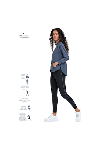 Kadın Eşofman Takım Antrasit/siyah Spor Tunik & Slim Fit Tayt Sports And Casual Tracksuit 3065 Antrasit / Siyah