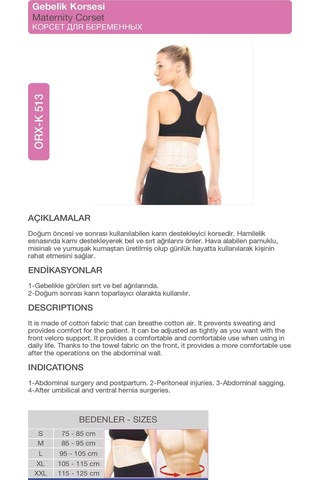 Gebelik Korsesi Hamilelikte Bel Ve Karın Korse Orx -k513 M