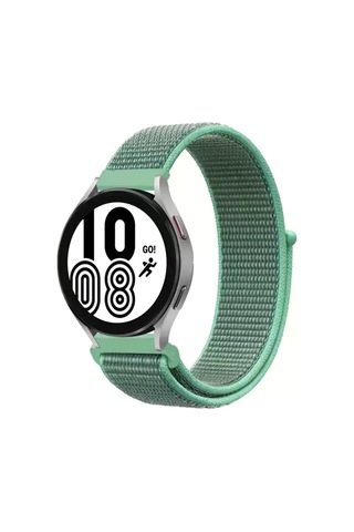 Newface Samsung Galaxy Uyumlu Watch 4 Hasırlı Cırtcırtlı Kordon - Turkuaz