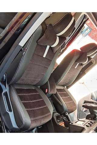Volkswogen Caddy 2015 2020 Arası Uyumlu Siyah Taytüyü Siyah Deri Karışımı Beyaz Şerit Beyaz Ip