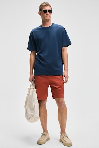 Grımelange FEON Erkek Oversize Geniş Kesim %100 Organik Pamuk Kalın Dokulu Yuvarlak Yaka Lacivert T-Shirt