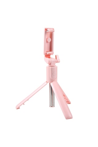 Katlanabilir Uzaktan Kumandalı Selfie Çubuğu Işıklı Masa Üstü Tripod Telefon Tutucu Pembe