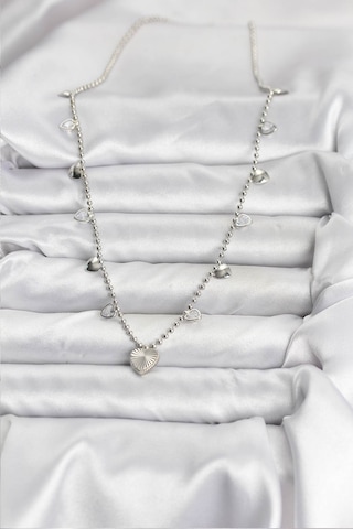 Zarif Boyunlar İçin Silver Pirinç Kalp Kadın Kolye Standart