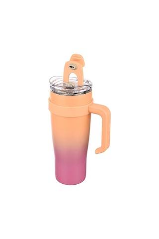 Essence Pipetli Paslanmaz Çelik Termos Bardak - 1000 Ml Pembe - Turuncu