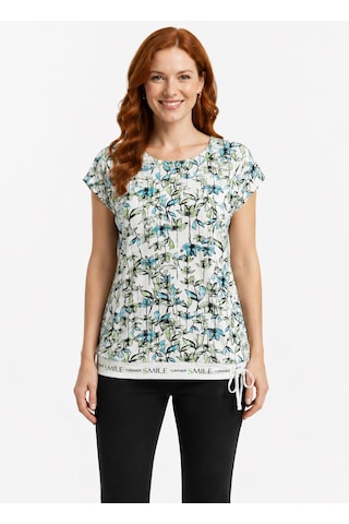 Neden Tekstil Kadın Çiçek Desenli Kısa Kol T-shirt - Çok Renkli