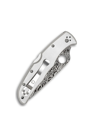 Spyderco Endura 4 Titanium Damascus Plainedge Kamp Çakı Gri