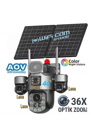 36x Optik Zoom 4 Kameralı Sim Kartlı Solar Kamera