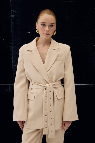 Sateen Serana Kuşak Detaylı Ceket - Bej-137073 Bej