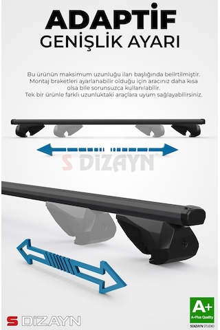 S-dizayn Dacia Jogger S-bar Atlas V1 Ara Atkı Tavan Taşıyıcı Barı Siyah 130 Cm 2022 Üzeri A+ Kalite
