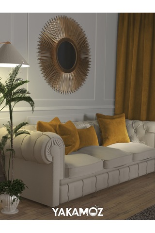 Br Yakamoz Balpeteği Sarısı Kırlent , Yastık Kılıfı Kadife Görünümlü Velvet Touch Serisi Balpeteği Sarısı