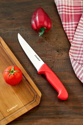 Cooker 29 Cm Paslanmaz Çelik Kasap Bıçağı Kırmızı Ckr4598