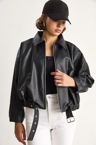 Shade Kadın Oversize Tokalı Deri Ceket 3137 60284058 - Siyah