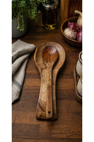 Akasya Ahşap Kaşık Altlığı 27 Cm Mien Akasya Ahşap Kaşık & Kepçe Dinlendirme Standı
