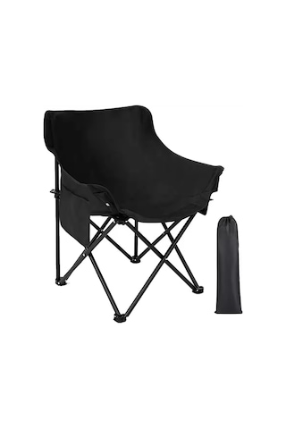 Siyah Orta Boy Katlanır Kamp Piknik Sandalyesi Rejisör Ve Taşıma Siyah