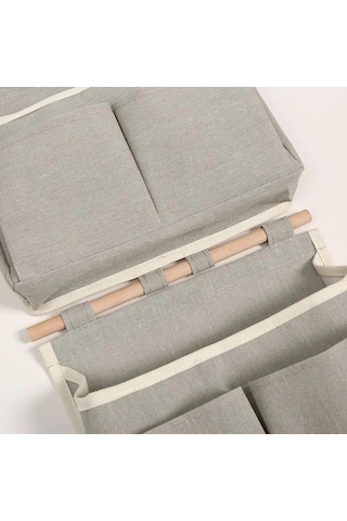 Youmex Beyaz Organik Kumaş Duvarlı Organizatör - Küçük Eşyalar İçin Hafif, Katlanabilir Dolap/odalar Depolama Çantası Gri