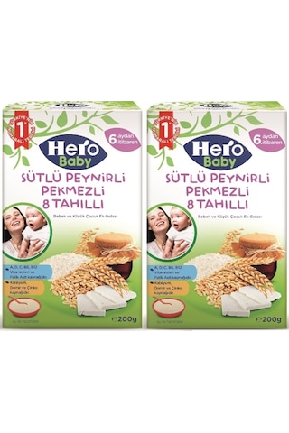 Hero Baby Sütlü 8 Tahıllı Peynirli Pekmezli 6+ Ay Kaşık Maması 2 x 200 G