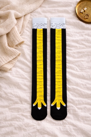 Carnaval Socks Tavuk Ayağı Desenli Diz Üstü Çorap Çok Renkli