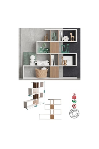 Decormet Karlin Kitaplık Beyaz/ceviz Beyaz - Ceviz