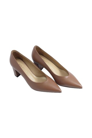 Poletto Hakiki Deri Camel Ayakkabı Stiletto 9841 38 V6-2475 Camel