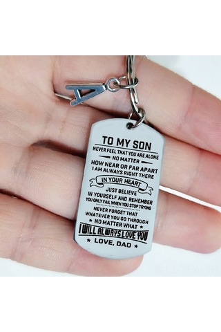 Tenfowee Oğlum'a - Çelik Anahtar Kılıfı Ve Kolye Seti, Babanın Sevgisi, Özel Tasarım, Dayanıklı Aksesuar