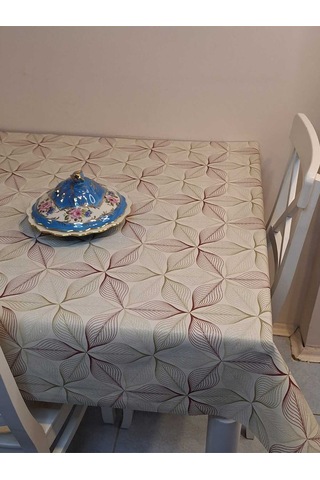 Simli Keten Dokulu Pvc Masa Örtüsü 24keteno6 Bordo