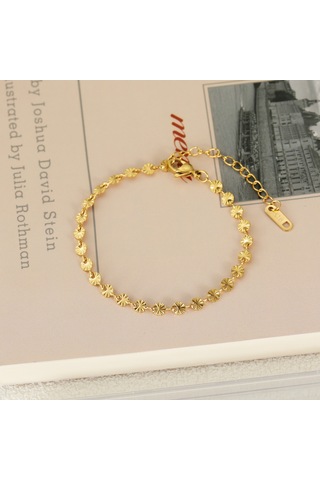 Tenfowee Altın Kaplama 18k Titan Çelik Bileklik - 15+5cm Uzunluk Ayarı, Bası Desenli, Gündelik Ve Özel Davetler İçin Zirve Eleganlık Gold