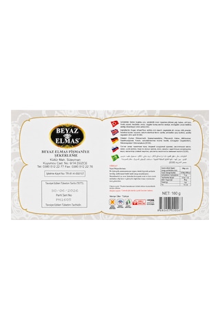 Beyaz Elmas Çikolata Kaplı Pişmaniye 160 Gr - %100 Doğal Pancar Şekerli - Fındıklı Ve Çikolatalı Premium Pişmaniye
