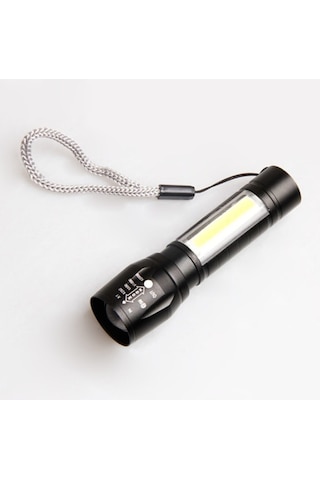 Metal Polis El Feneri Mini 3 Mod Şarjlı 3 Watt 600 Lümen M-4140 Siyah
