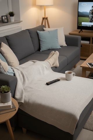 Yumuşak Örgü Battaniye Düz 130x170 Cm Vizon Tek Kişilik Tv Battaniyesi Dekoratif Ve Hafif Vizon