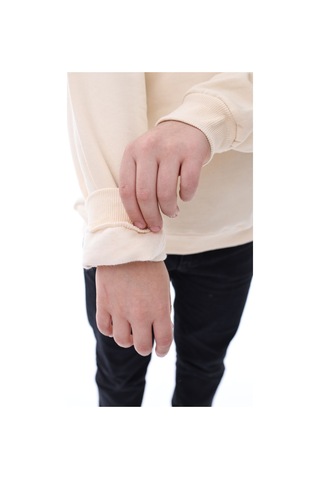 Zuzunga Basic Bisiklet Yaka Şardonlu Çocuk Sweatshirt 3-10 Yaş Krem