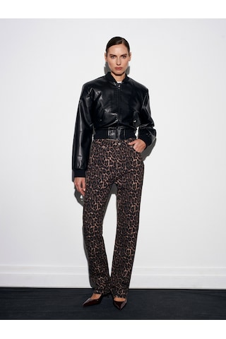 Dilvin 72083 %100 Pamuk Leopar Straight Jean-kahve Kahve