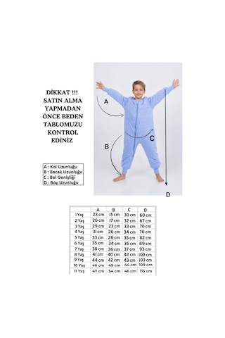 Erkek Çocuk Uyku Tulumu Kalın Elyaf Dolgulu Premium Kalite 2.5 Tog Açık Mavi