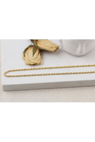 Glorria Gümüş 2 Mm Halat Burgu Zincir Kolye Sarı