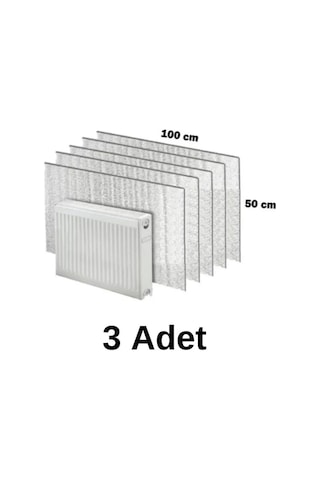 3 Adet Petek Radyatör Arkası Folyo Plaka Kalorifer Arkalığı Alüminyum Isı Yalıtım Folyosu 100x50 Cm