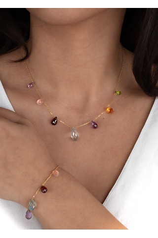 Doğan Diamond 925 Ayar Gümüş Altın Kaplama Multicolor Set - Collezione Arcobaleno