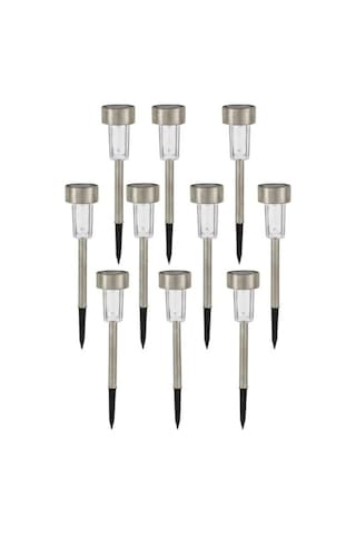 Güneş Enerjili Led Bahçe Aydınlatması, 10'lu Set, Dekoratif 10 Parça Siyah