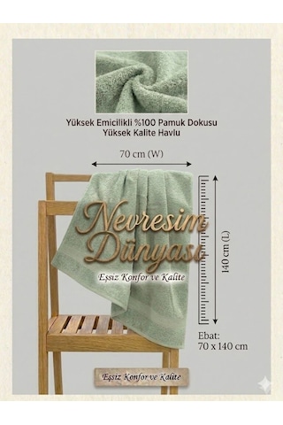 Prime Havlu 70x140 Su Yeşili Çok Renkli