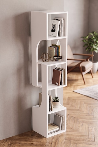 5 Katlı Modern Dekoratif Kitaplık Ve Çok Amaçlı Raf Ünitesi Antrasit