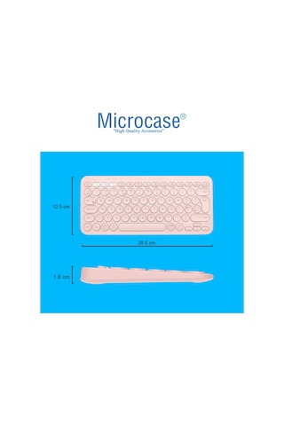 Microcase Yuvarlak Tuşlu Bluetooth Kablosuz Klavye - AL3048 Pembe