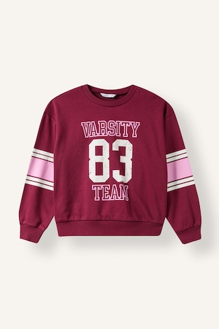 Defacto Bisiklet Yaka Şerit Detaylı Baskılı Sweatshirt Kız Çocuk I7532a826aubr204 Bordo-br204