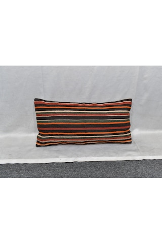 Zehra Abla Halı Yeni El Dokuma Dekoratif Lumbar Kilim Kırlent Yastık Kılıfı 6852 Çok Renkli